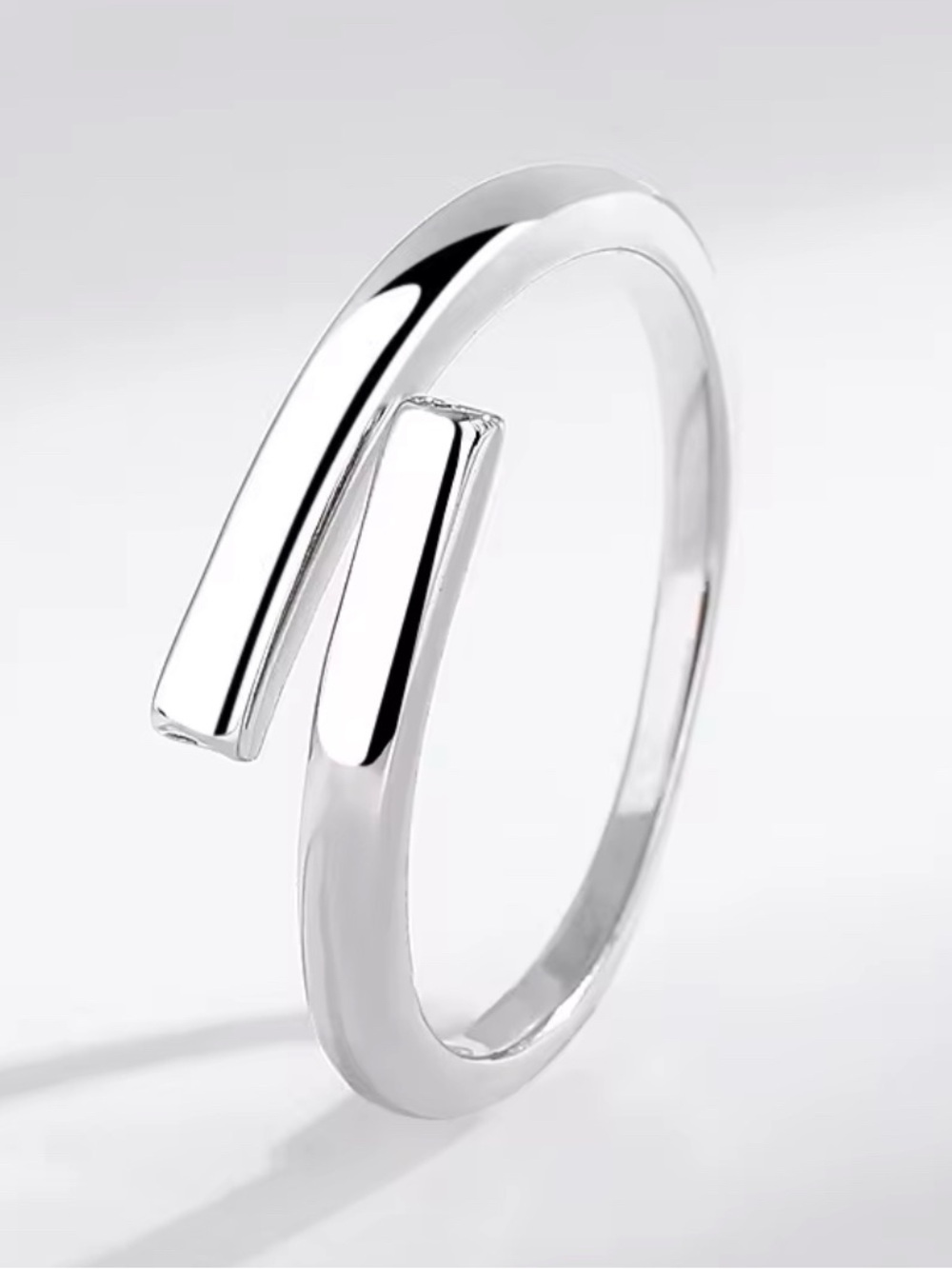 Minimalist Silver Open Wrap Ring - Modern 925 Sterling Silver